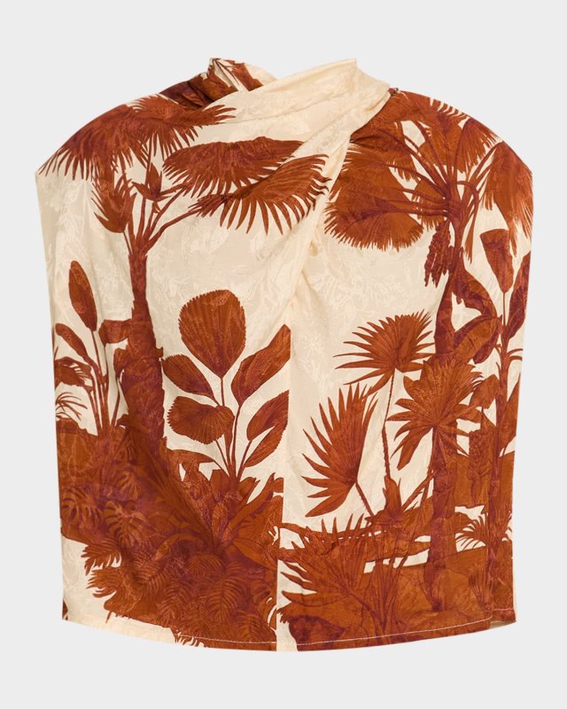 Island Stories Jacquard Cowl-Neck Sleeveless Top